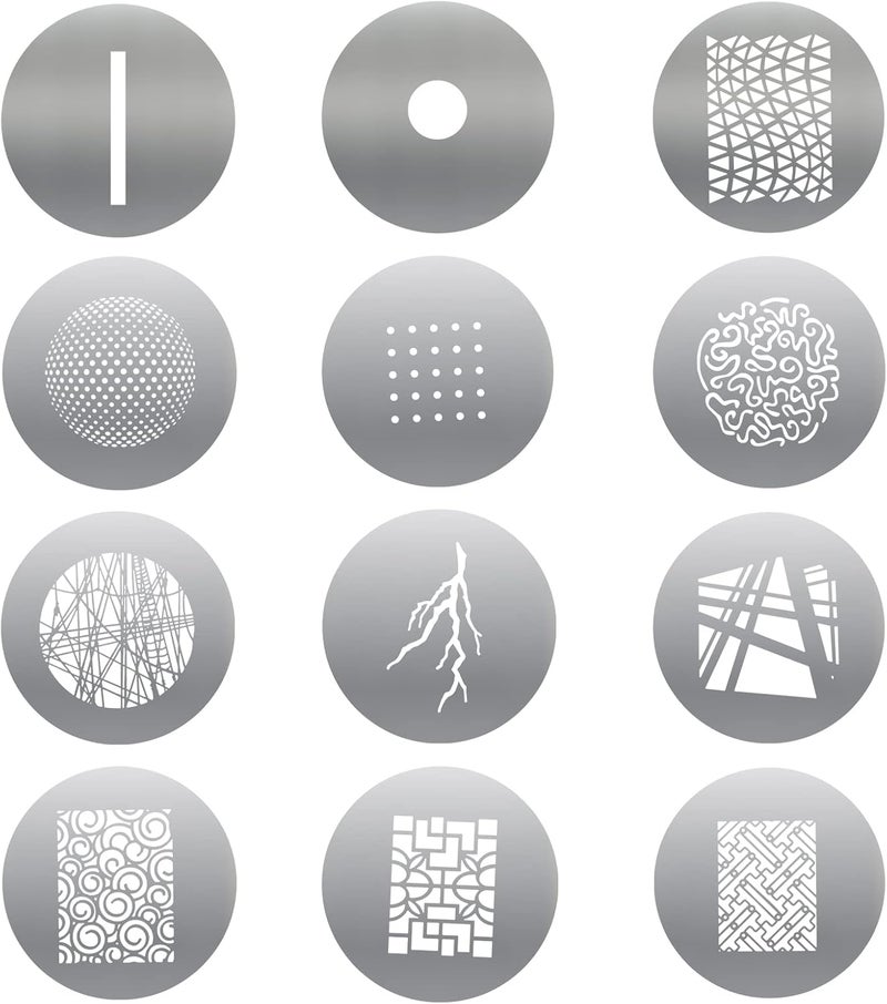 soonpho 12-Pcs Round GOBO Kit, 66mm Metal Plate with Different Patterns Works with Spotlight Attachment and OT1 Pro II III Optical Snoot to Create Different Lighting Effects - Image 1